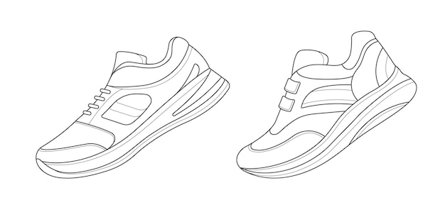 Shoes Sneaker Outline Drawing Vector Sneakers Drawn in a Sketch Style  Black Line Sneaker Trainers Template  Shoe design sketches Shoes drawing  Sneakers sketch