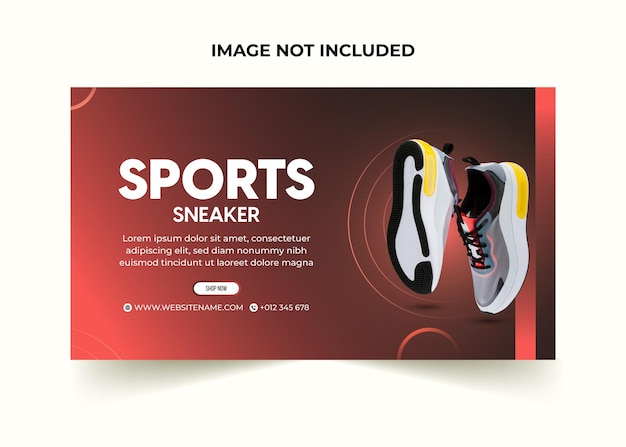 Вектор Шаблон веб-баннера спортивной обуви