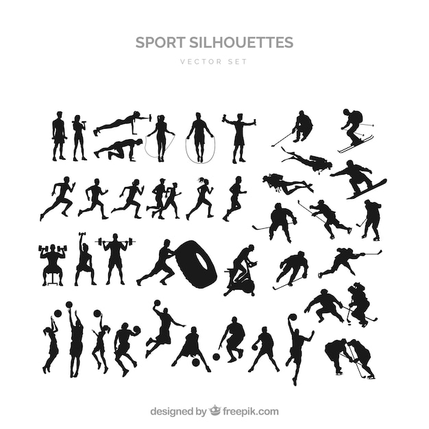 Vector sports silhouette set