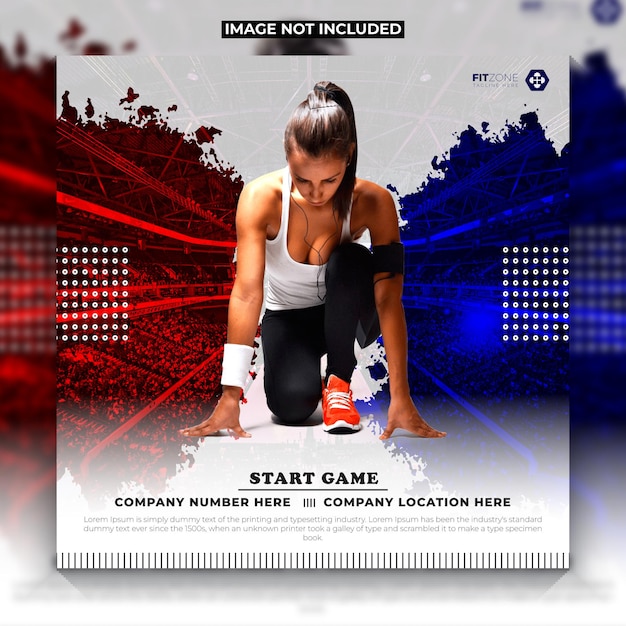 Sports social media square banner or poster modern design template vector