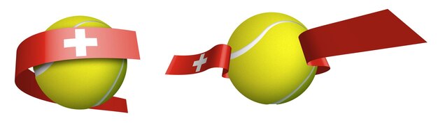 sports tennis ball in ribbons with colors Swiss flag Rating of athletes in standings World tennis competitions Isolated vector on white background