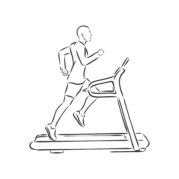 Sports trainer treadmill vector sketch illustration Treadmill doodle style