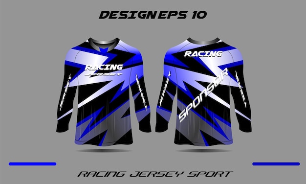 サイクリングレーシングジャージサッカーゲームベクトル青白グラデーションのスポーツTシャツのデザイン