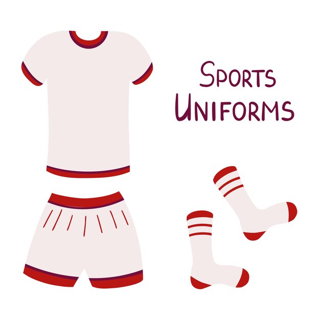 Sports uniforms, t-shirt, shorts, knee socks. isolated on white background.