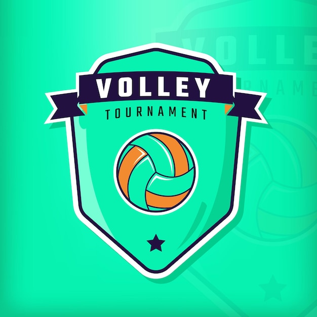 Logo di design dell'emblema della pallavolo sportiva su sfondo verde