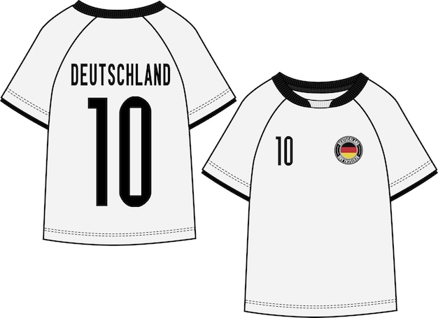 스포츠 착용 독일 독일 축구 유니폼 키트 티셔츠 전면 및 후면 벡터