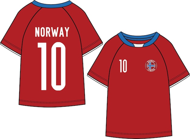 SPORTS WEAR NORWAY FOOTBALL JERSEY KIT T SHIRT FRONT AND BACK VECTOR