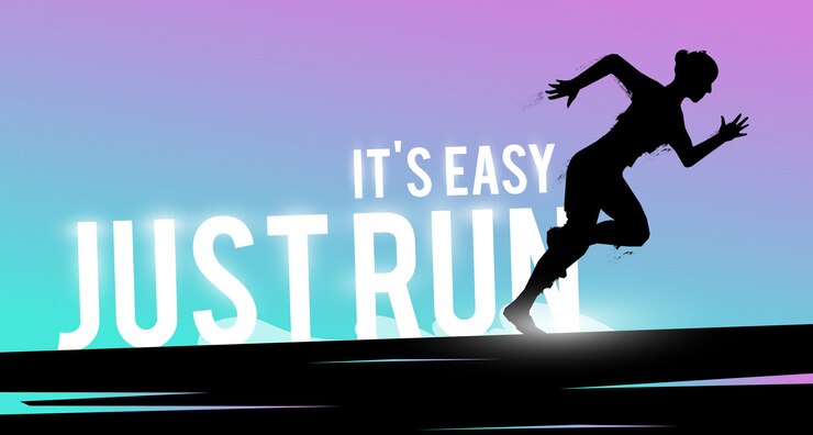 Vector sports web banner. motivational concept. runner silhouette woman.