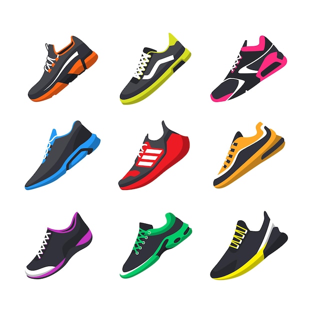 Vector sportschoenen en sneakers ingesteld