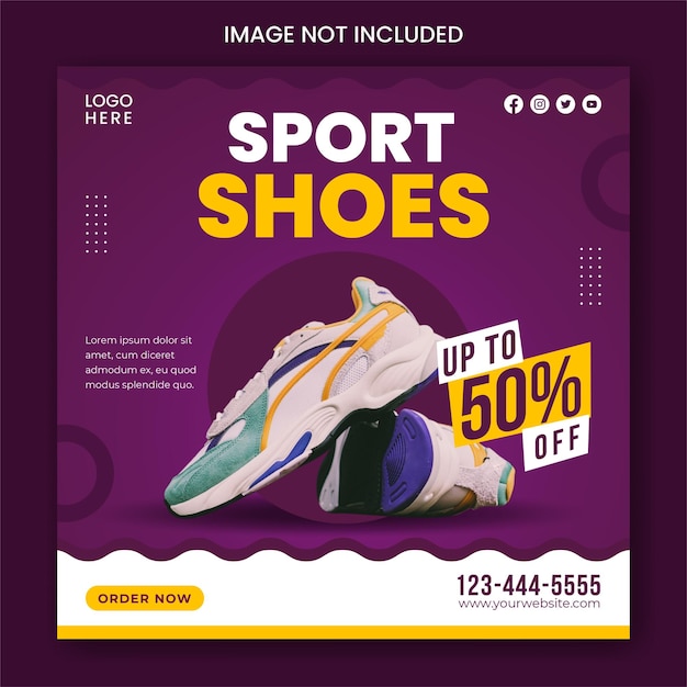 Sportschoenen te koop social media post en instagram feed template