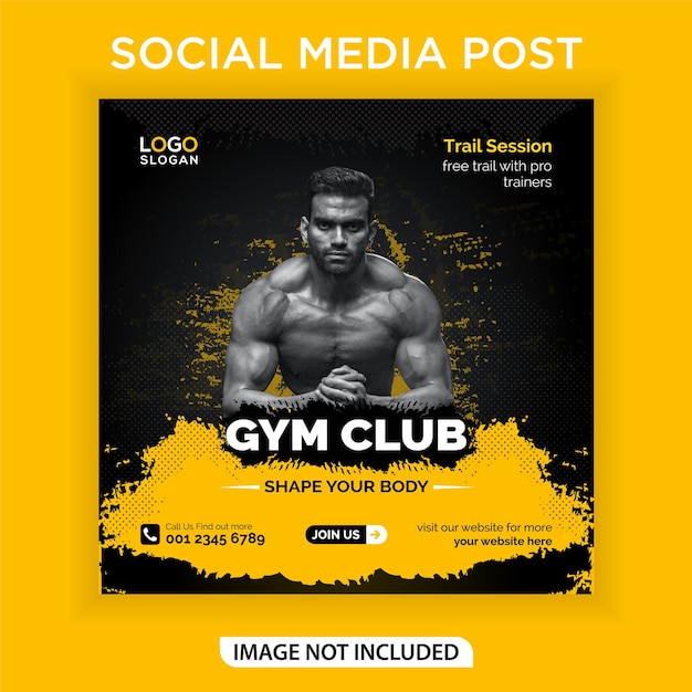 Sportschool en fitness promotionele social media banner of webbanner