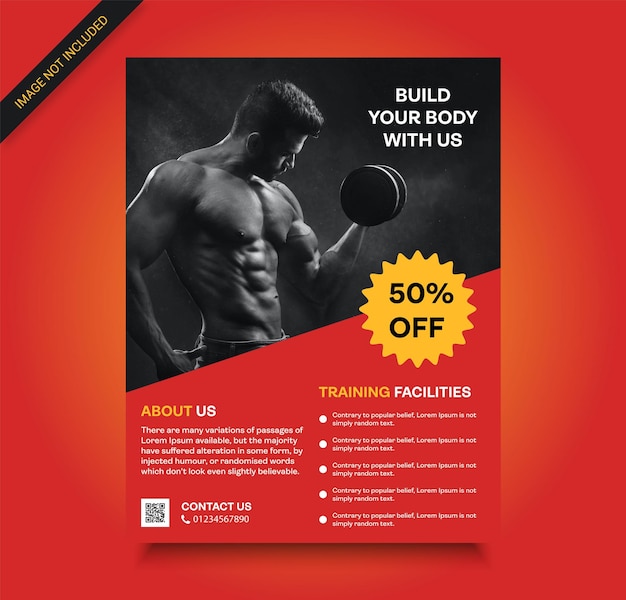 Sportschool fitness flyer sjabloon Premium Vector