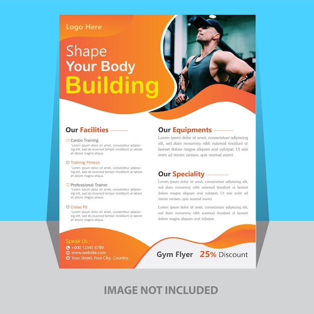 Vector sportschool flyer voor bodybuilding ontwerpsjabloon