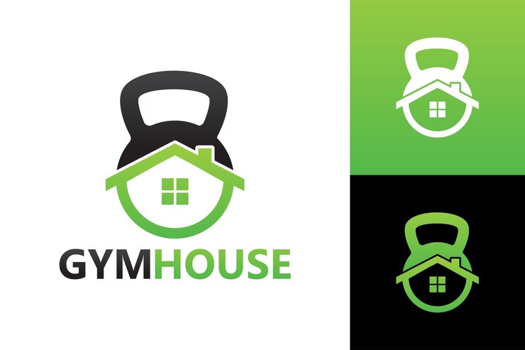Sportschool huis logo sjabloon premium vector
