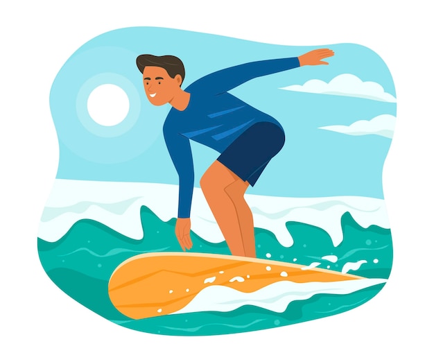 Sportsman enjoying with surfing in summer season