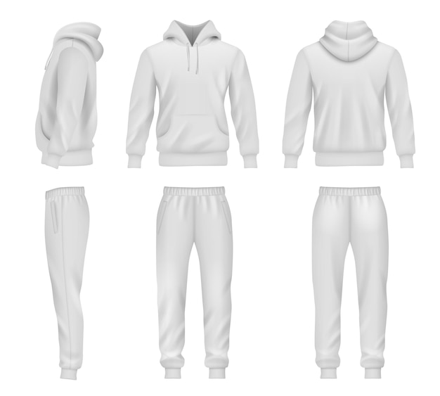 Sportswear felpa con cappuccio mockup pantaloni della tuta per uomini modelli vettoriali decenti