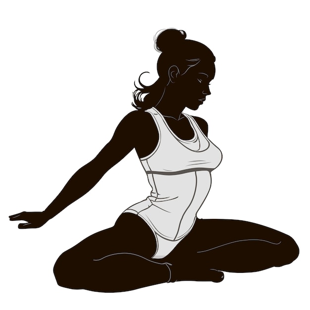 Sportswoman doing yoga sitting in lotus position doing stretching