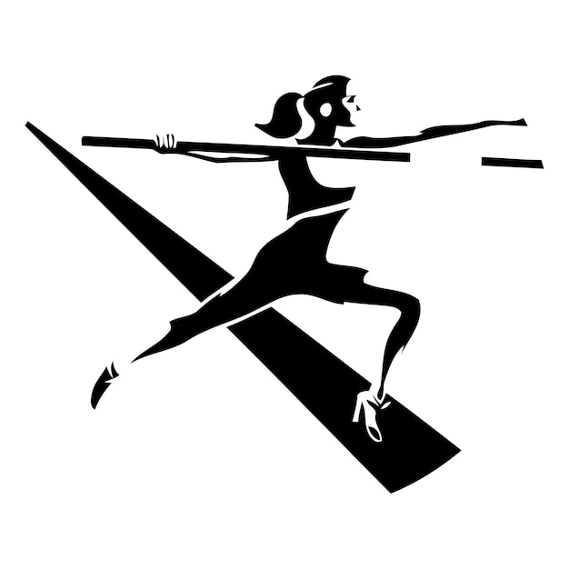 Sportswoman running on the road Vector illustration in flat style