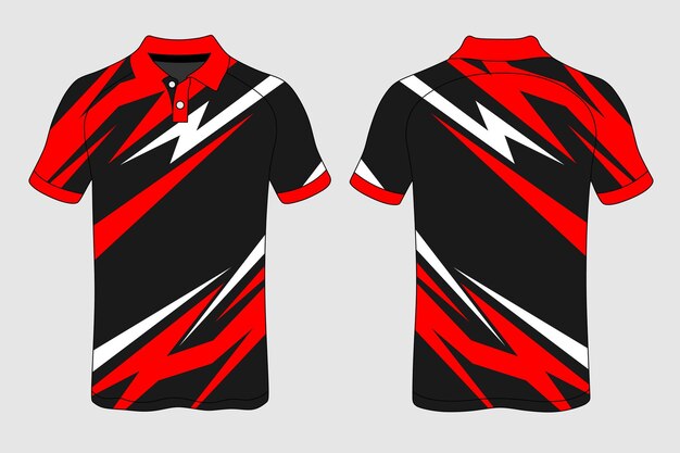 Sportt-shirtontwerp voor racetrui wielrennen voetbal gaming motorcross met zwarte en rode bas