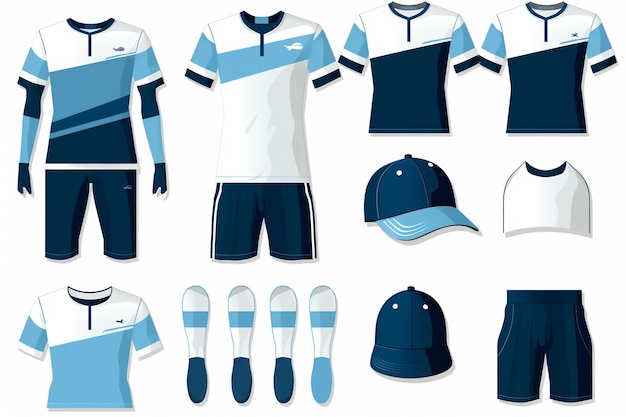 Vector sportteamuniform en petten set