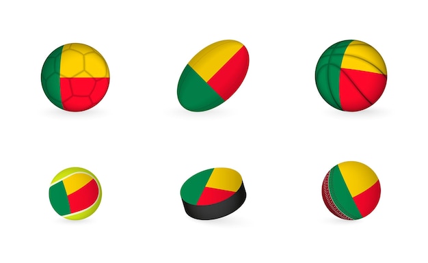 Sportuitrusting met vlag van Benin Sport icon set