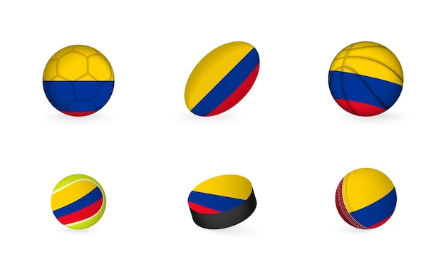 Sportuitrusting met vlag van Colombia Sport icon set