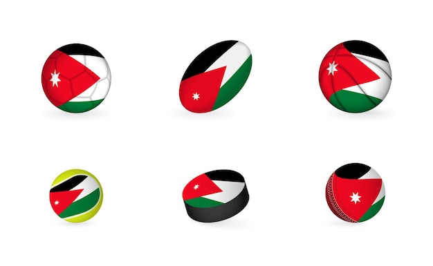 Sportuitrusting met vlag van Jordanië Sport icon set