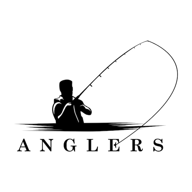 Sportvissers ontwerpen pictogram illustratie logo vector