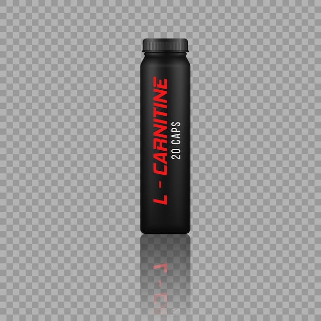 Sportvoeding containers realistische zwarte fles met eiwit sportvoeding advertentie banner vector