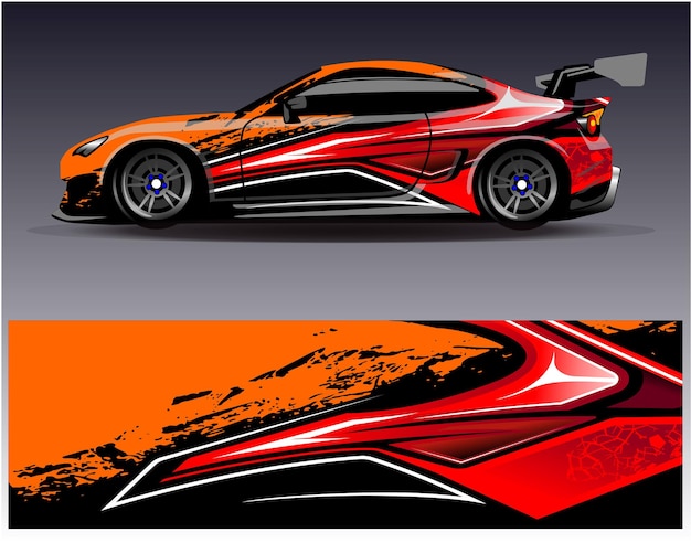 Sportwagen race wrap livery design. vectorontwerp.
