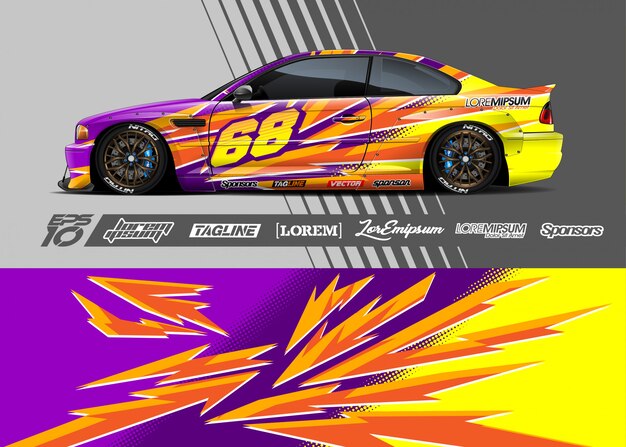 Vector sportwagen wrap abstract raceontwerp