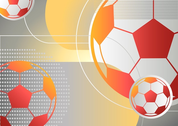 Sporty bright background with soccer balls and gradient colors Vector illustration