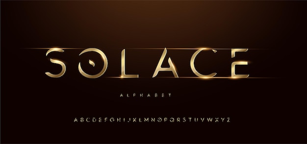 Sporty gold modern futuristic typography italic alphabet fonts