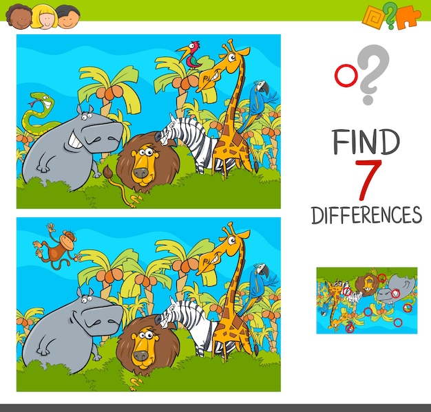 Individuare il gioco delle differenze con gli animali safari