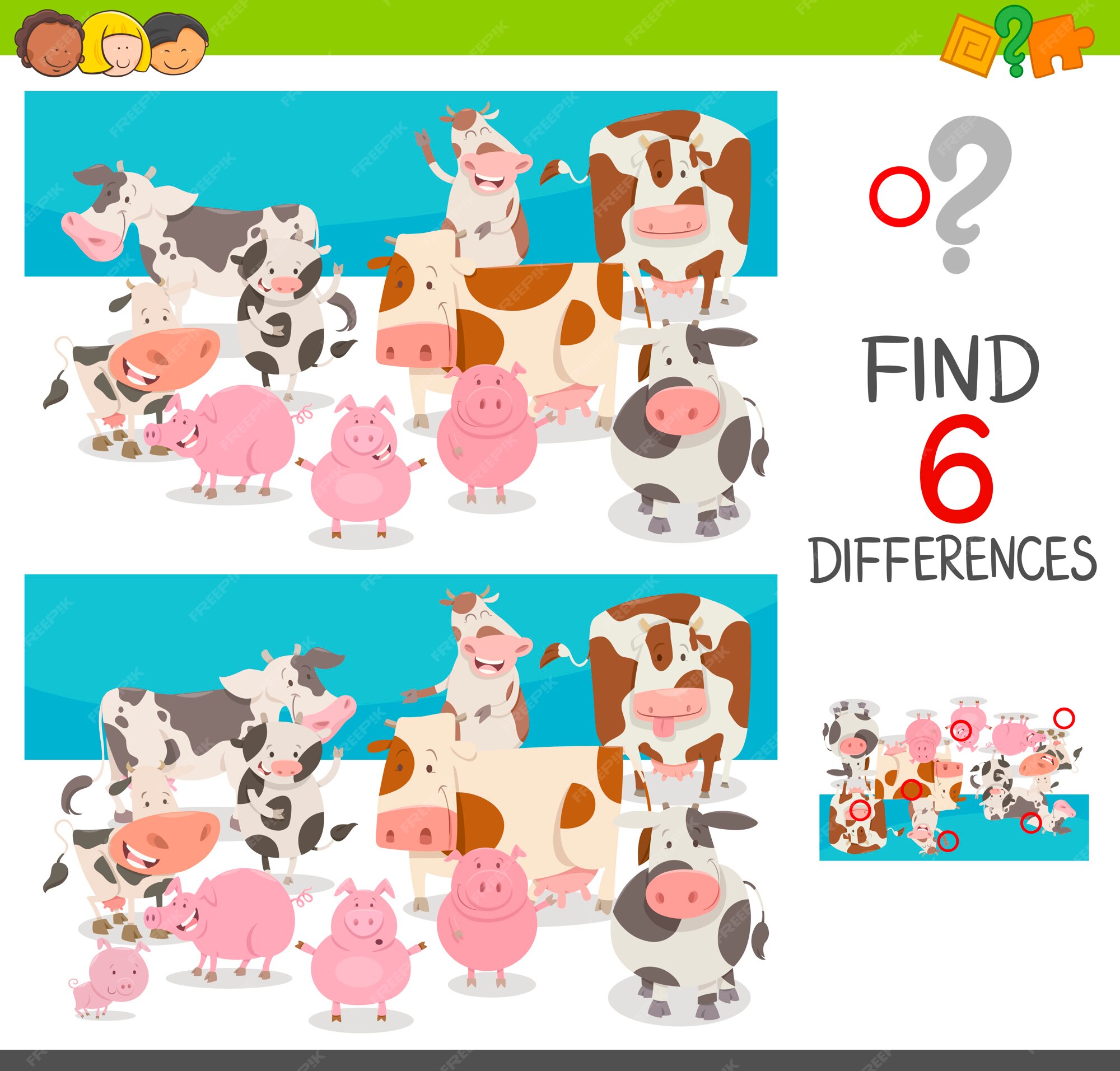 Premium Vector | Spot the differences with animals