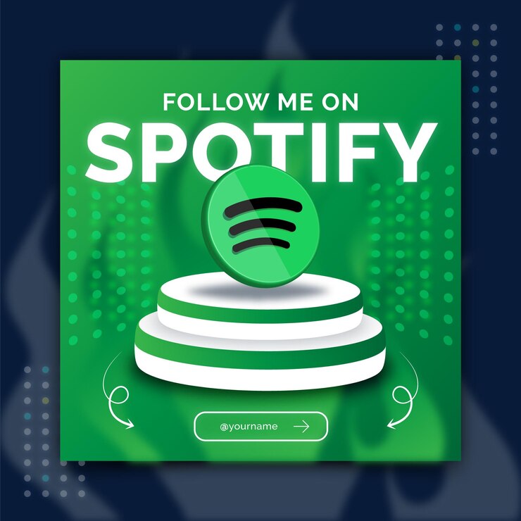 Spotify follow me social media banner post template advertisement in 3d style
