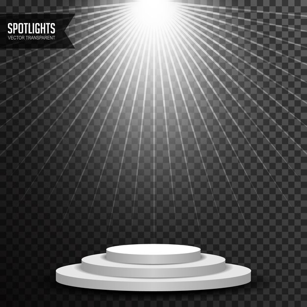 Spotlichtverlichting met ronde transparante podiumvector