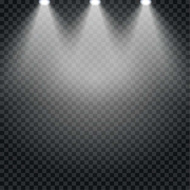 Vector spotlight effect for theater concert stage. abstract glowing light of spotlight illuminated background on transparent.