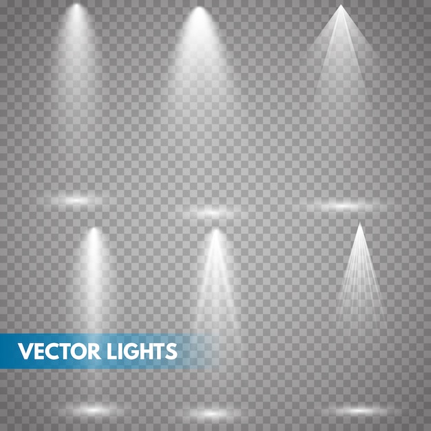 Spotlight isolated on transparent background. Vector light effect