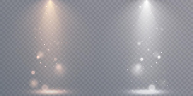 Spotlight isolated on transparent background with bokeh light dust glitter effect Vector