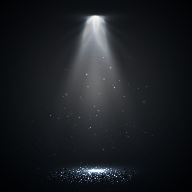 Spotlight isolated. Vector glowing light effect with rays