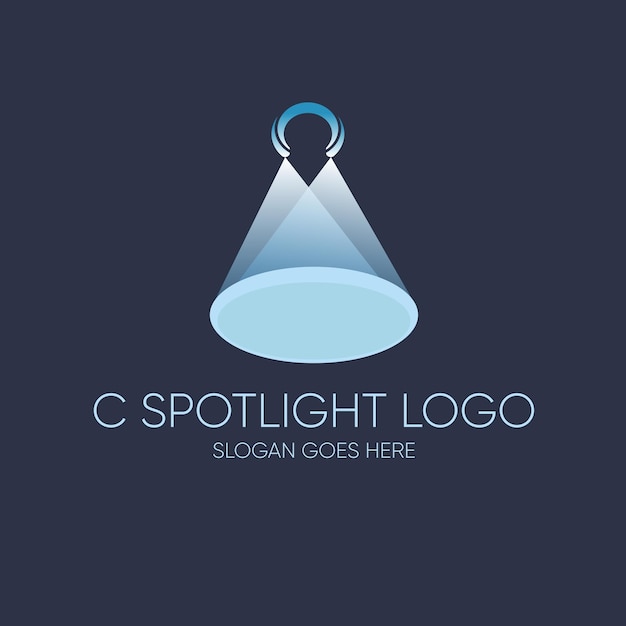 Vector spotlight logo with intial letter c at top