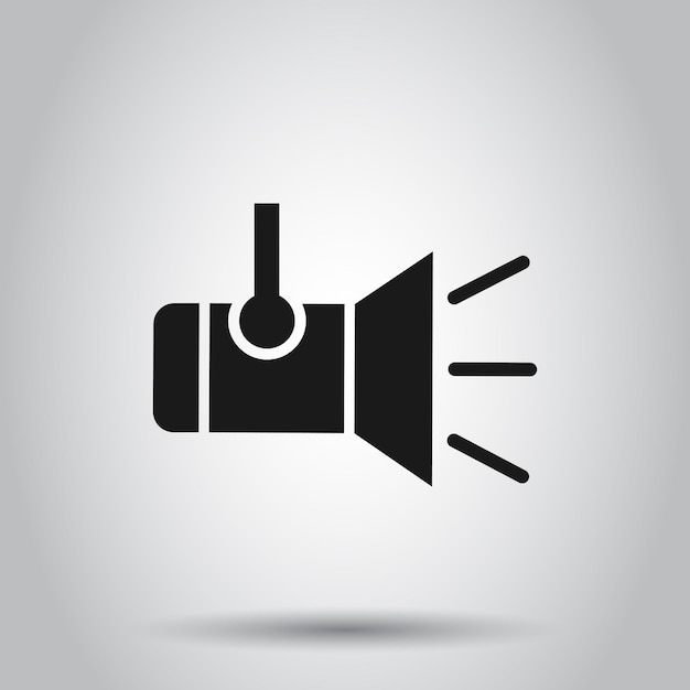 Spotlight-pictogram in vlakke stijl Lamp vectorillustratie op geïsoleerde achtergrond Zaklamp bedrijfsconcept