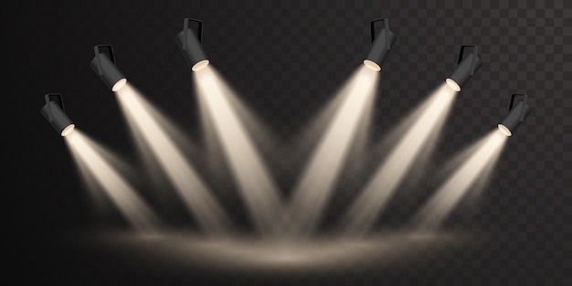 spotlight set collection on transparent bakground light effect bright light beam vector illustration