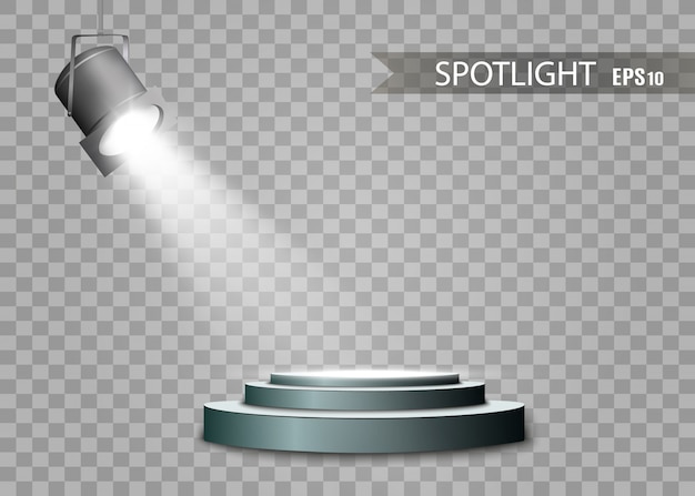 A spotlight shines on the stage for the awards ceremony. bright spotlight.