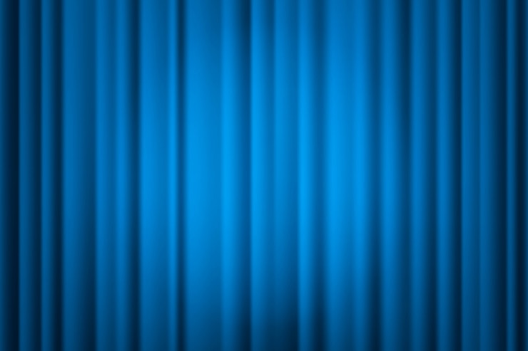 Vector spotlight on stage curtain.