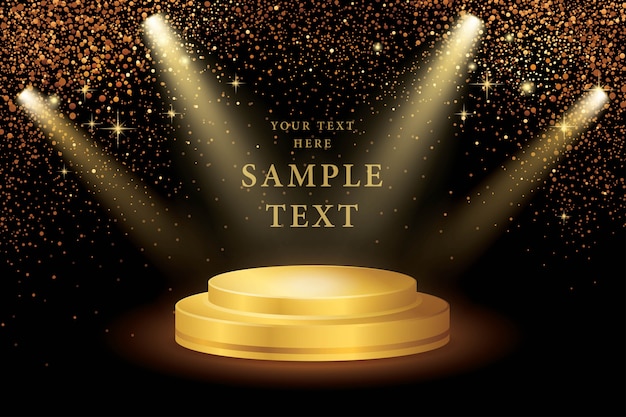 Spotlight on stage and Gold Glitter Vector