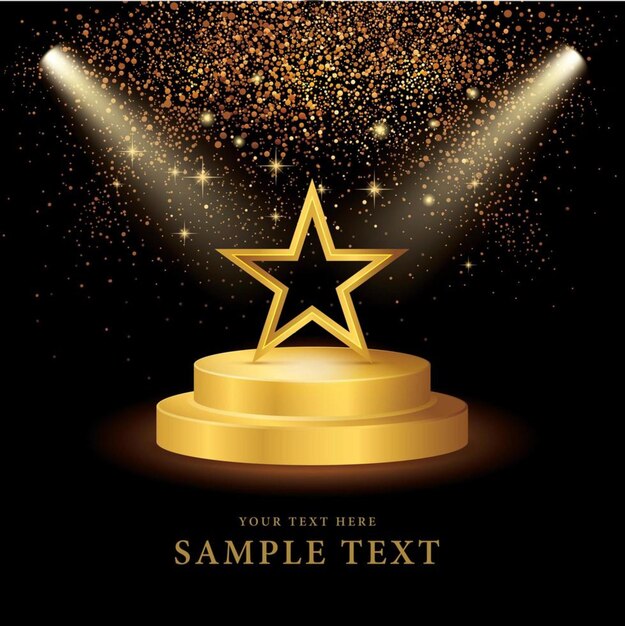 Spotlight on stage with Gold Star and Glitter