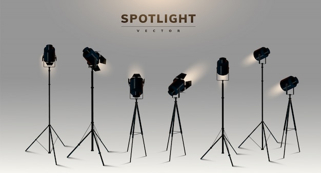 Vector spotlights realistic transparent background for show contest or interview  illustration