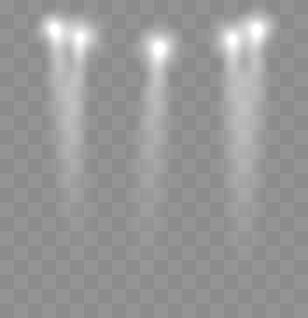 Vector spotlights with rays shining light beams isolated vector transparent light effect